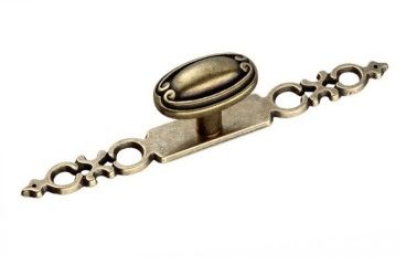 Ручка-кнопка + накладка старая бронза